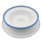 Plastic cake turntable with blue outer rim and central base mechanism