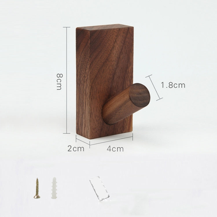 Dark walnut-style wood wall hook with rounded peg and rectangular backplate