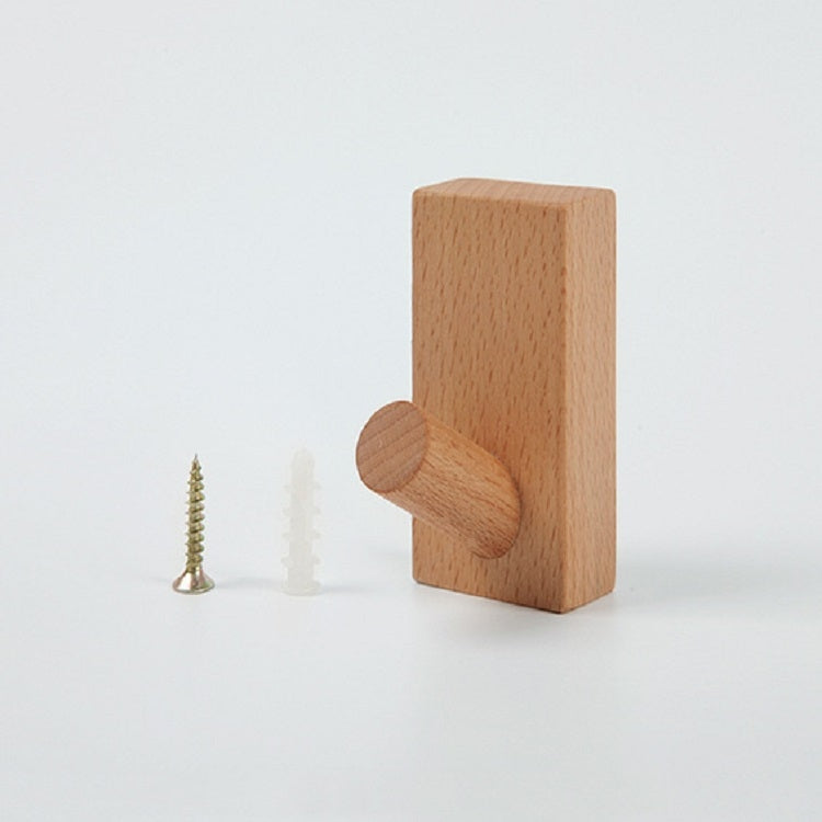 Light wood wall hook with rounded peg and included mounting screws