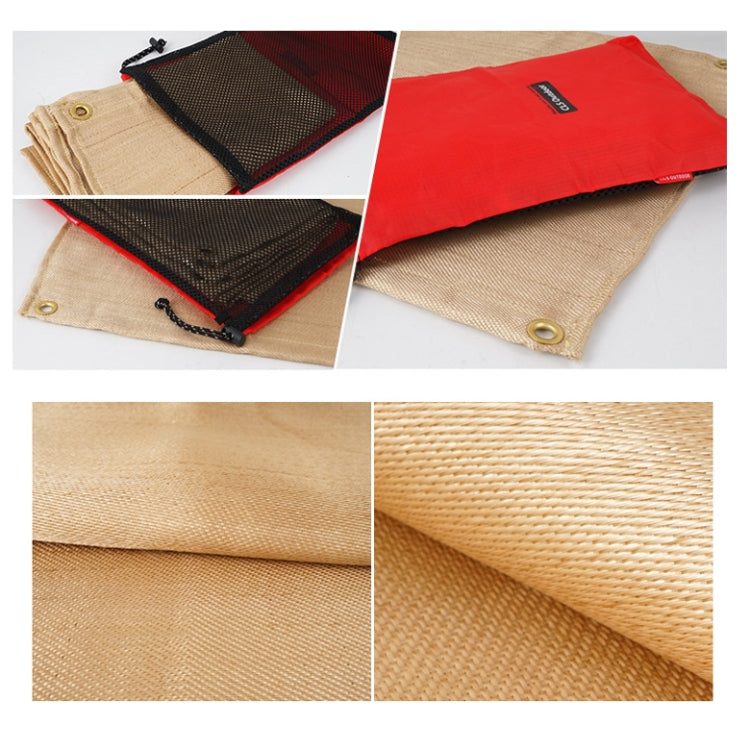Beige and black/red heat insulation cloth pad set, close-up of fabric and stitching.