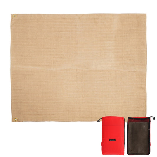Beige fireproof insulation pad cloth with corner grommets, square shape.