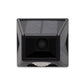 Square solar alarm light housing with front sensor opening and solar panel top