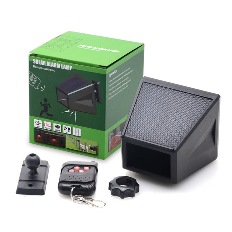 Solar alarm lamp kit with solar sensor light, remote, and mounting pieces