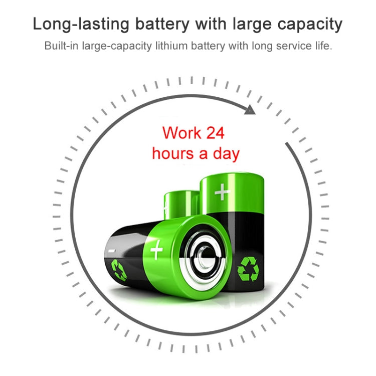 Solar alarm light with large-capacity battery icon graphic