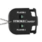 Black golf stroke counter with two green-ring dials for Player 1 and Player 2