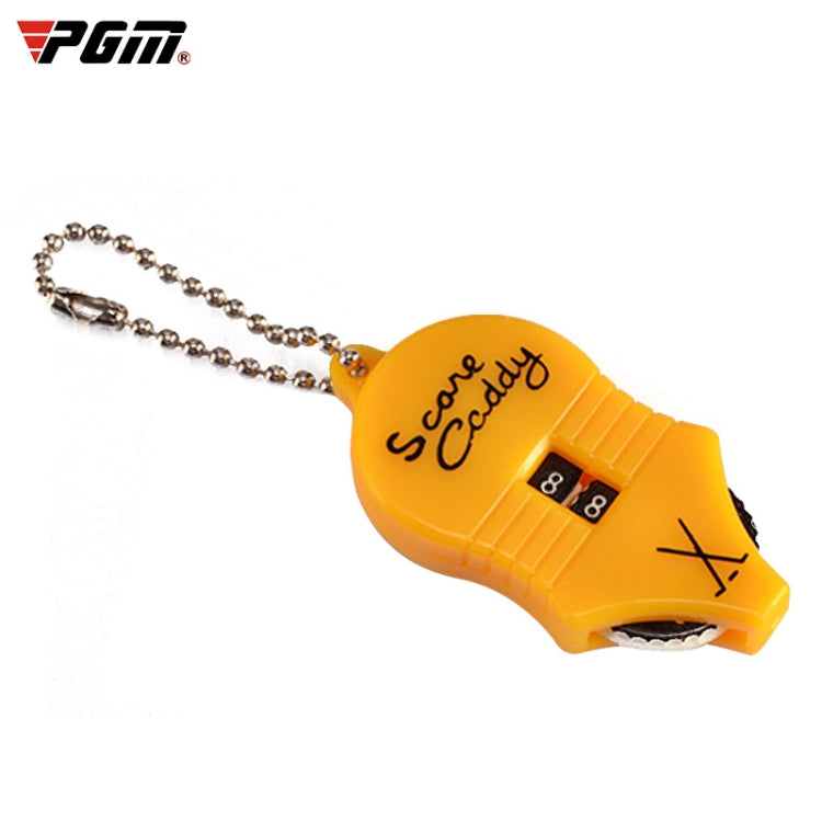 PGM gourd-shaped golf score counter with bead chain and orange scoring window