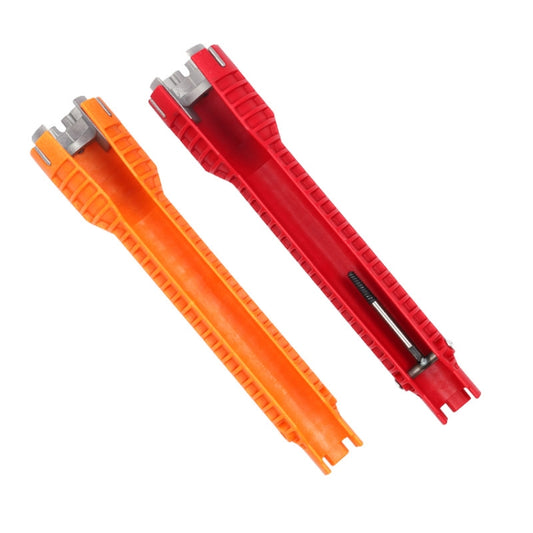 Red and orange multifunctional plumbing wrench tools with metal double-head ends