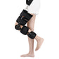 Adjustable black knee brace with wide straps and hinge-style support for the lower leg