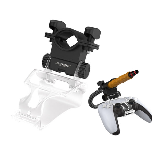 Adjustable phone holder clip with black clamp for PS5 controller handle