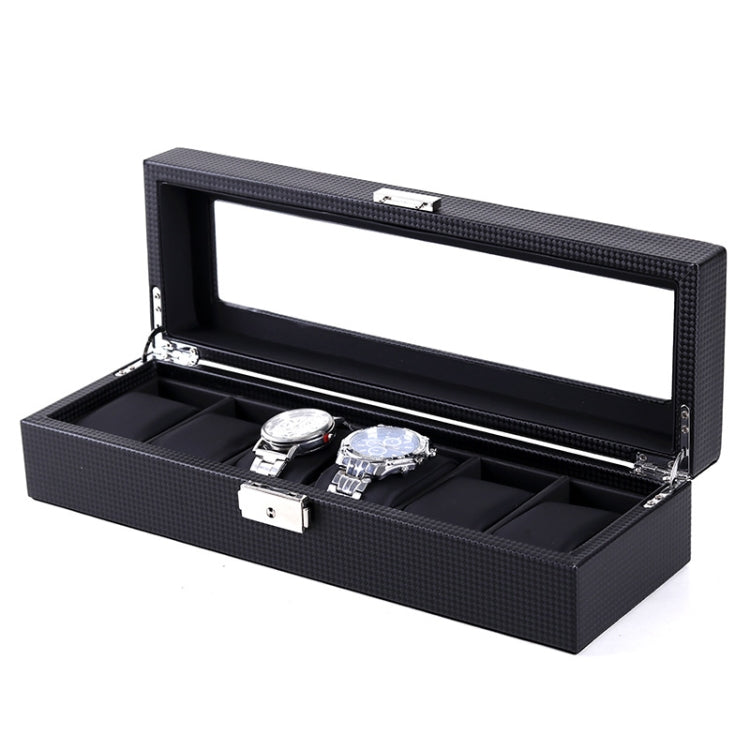 Woven-texture PU leather watch jewelry box with open lid and two watches inside