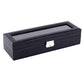 Woven-texture PU leather watch and jewelry display box with hinged clasp latch