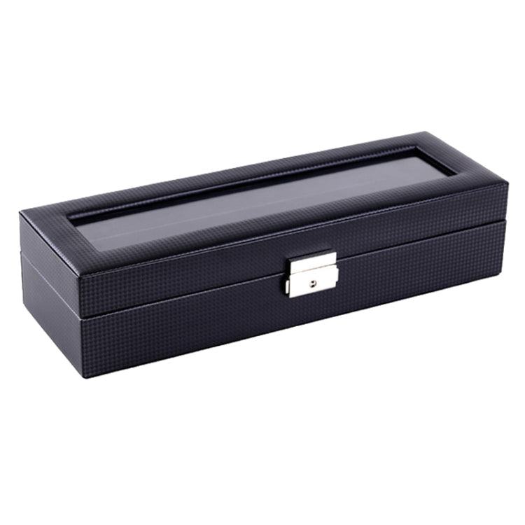 Woven-texture PU leather watch and jewelry display box with hinged clasp latch