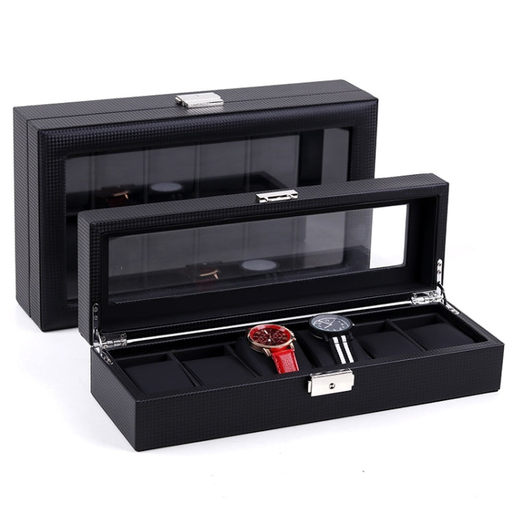 Woven PU leather watch jewelry box with clear window lids and watches stored inside