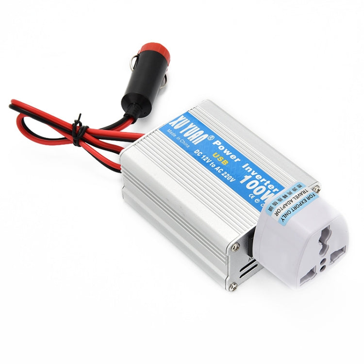 Car power inverter with DC input plug and multi-socket AC output connector