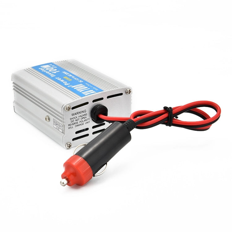 Car power inverter with warning switch and DC car plug, silver case