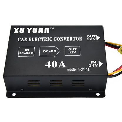 XUYUAN DC-DC step-down converter, black 24V to 12V car power unit, 40A rating