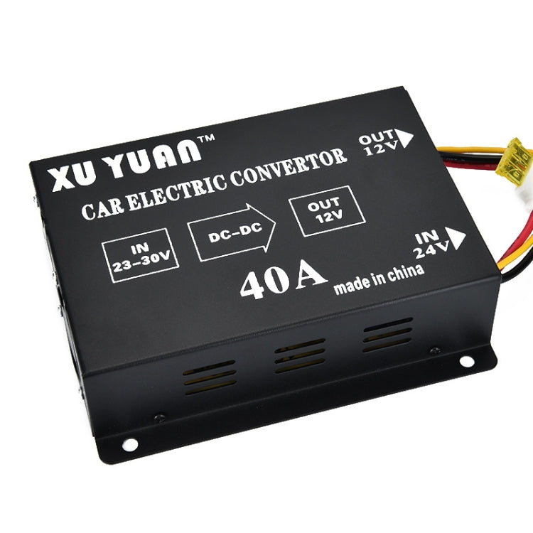 XUYUAN car electric converter step-down, black DC-DC box with output 12V and 40A