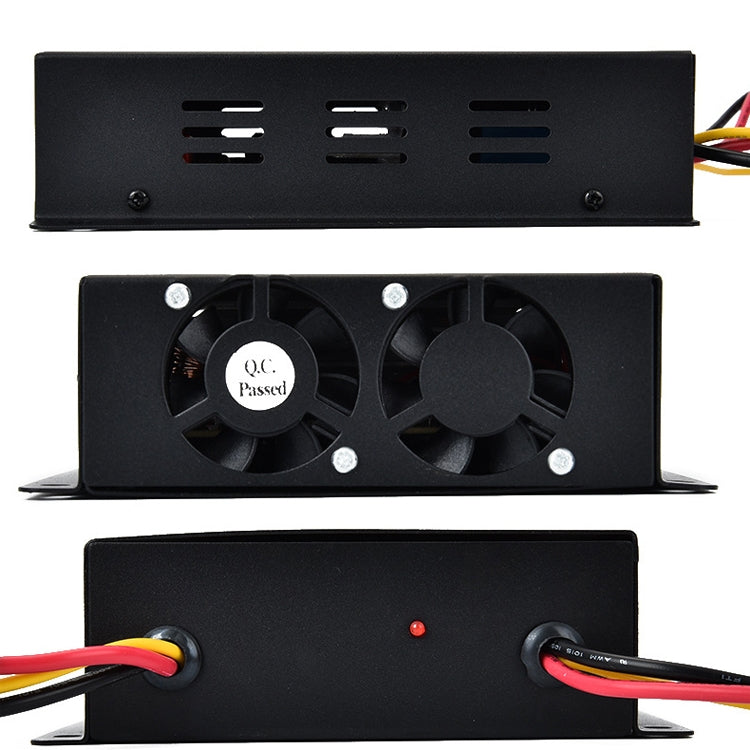XUYUAN converter back panel with dual fans and side ports, black metal chassis