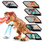 Electric dinosaur toy step display showing spray bursts and orange egg pieces