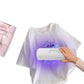 White UV sterilization box cleaning a white T-shirt with purple light glow
