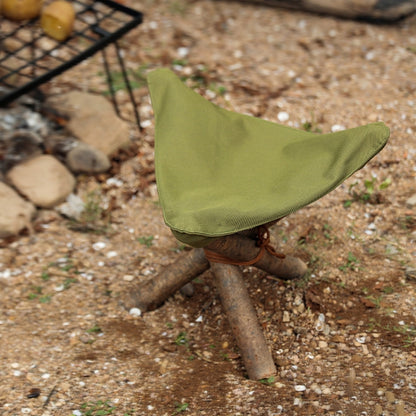 Olive green triangular canvas stool cloth cover with edge stitching