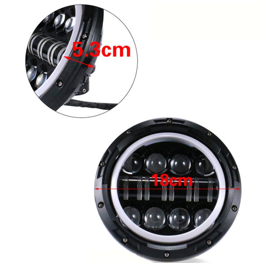 7-inch motorcycle LED headlight with mounting hardware and circular LED lamp face