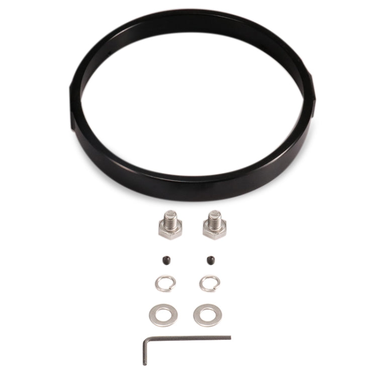 Black headlight mounting ring with included mounting hardware and Allen key