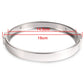 Silver round motorcycle headlight ring showing size markings and mounting tabs