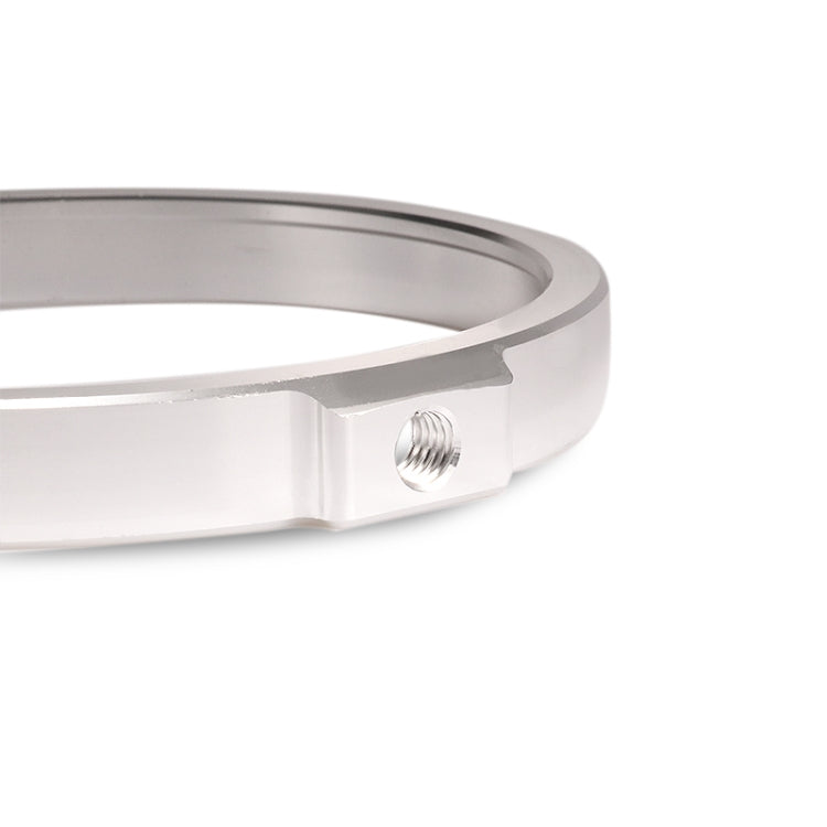 Silver motorcycle headlight ring with side mounting screw hole