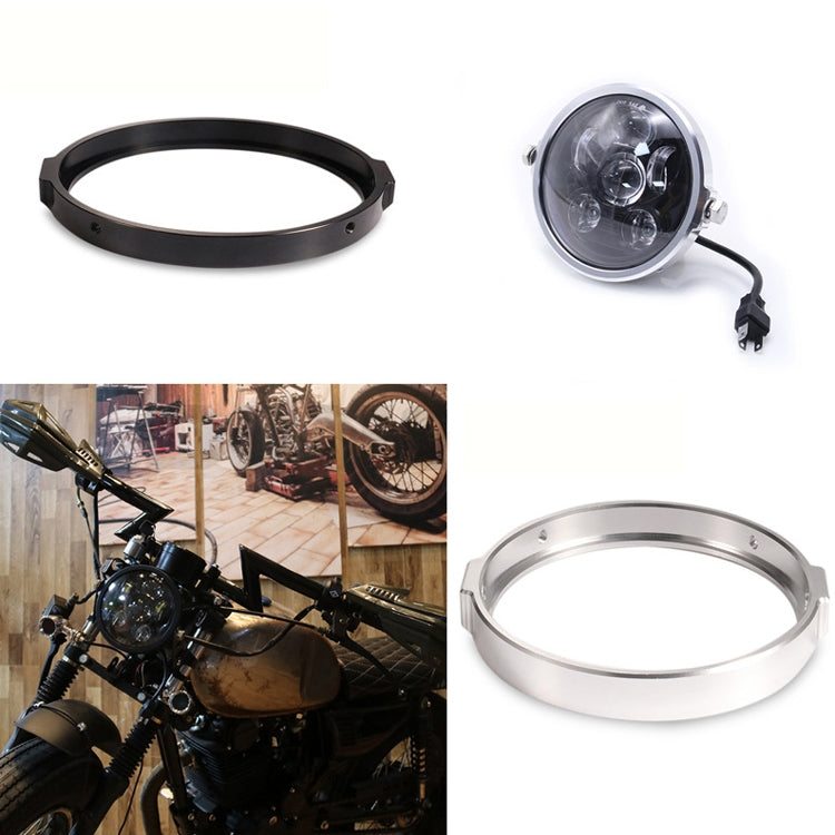 Black headlight ring and silver headlight ring with motorcycle headlamp kit