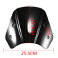 Universal motorcycle windshield, black smoked tint, curved shield with side mounting holes