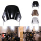 Set of universal motorcycle windshields: black smoked and clear curved shields with mounts