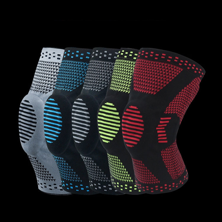 Assorted color knitted compression knee sleeves with built-in knee pads