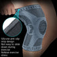 Light-gray compression knee sleeve with silicone anti-slip strip at top