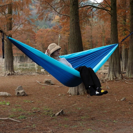 Blue inflatable double hammock swing with suspended hanging straps