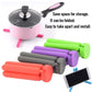 Folded silicone pot mat arms in pink, green, purple, gray, and orange for space-saving storage.