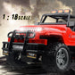 Red 1:18 remote control SUV toy with front LED headlights and winch-style bumper