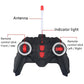 Black remote control with antenna, indicator light, and left/right control sticks
