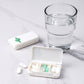 White 3-compartment portable medicine box with sealed lid, cactus icon, open.