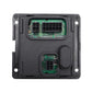 AFS headlight turning control module, black housing with green circuit board and connector ports
