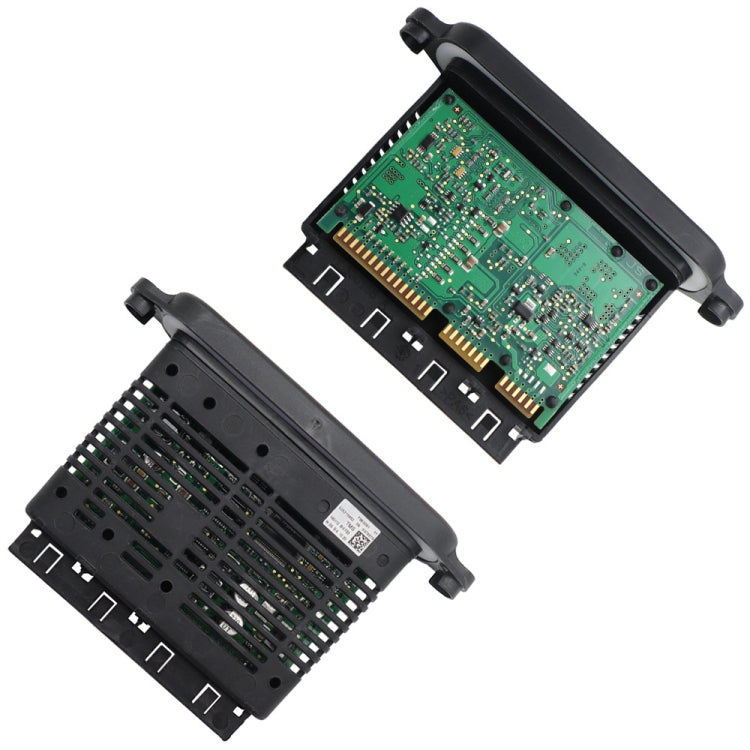 LED headlight control module, green PCB in black plastic case with side clips