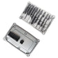 LED headlight driver module with finned metal casing, top view, for car