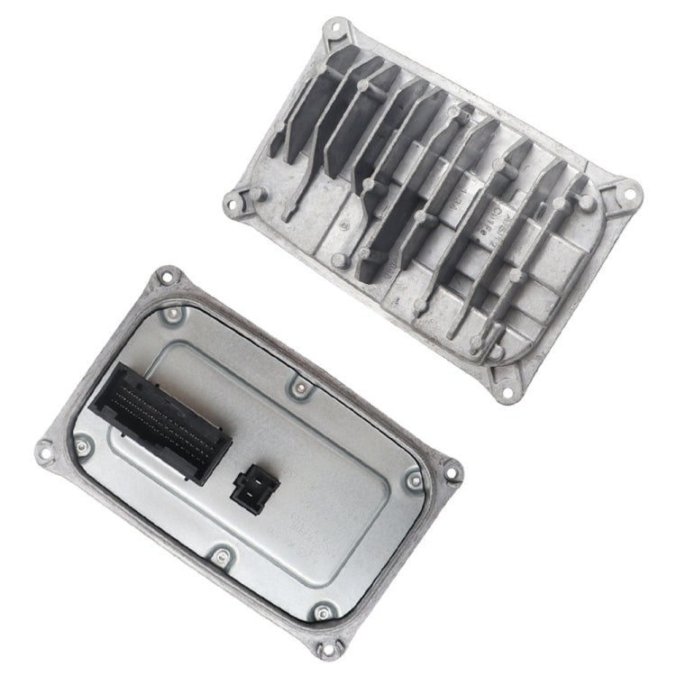 LED headlight driver module with finned metal casing, top view, for car