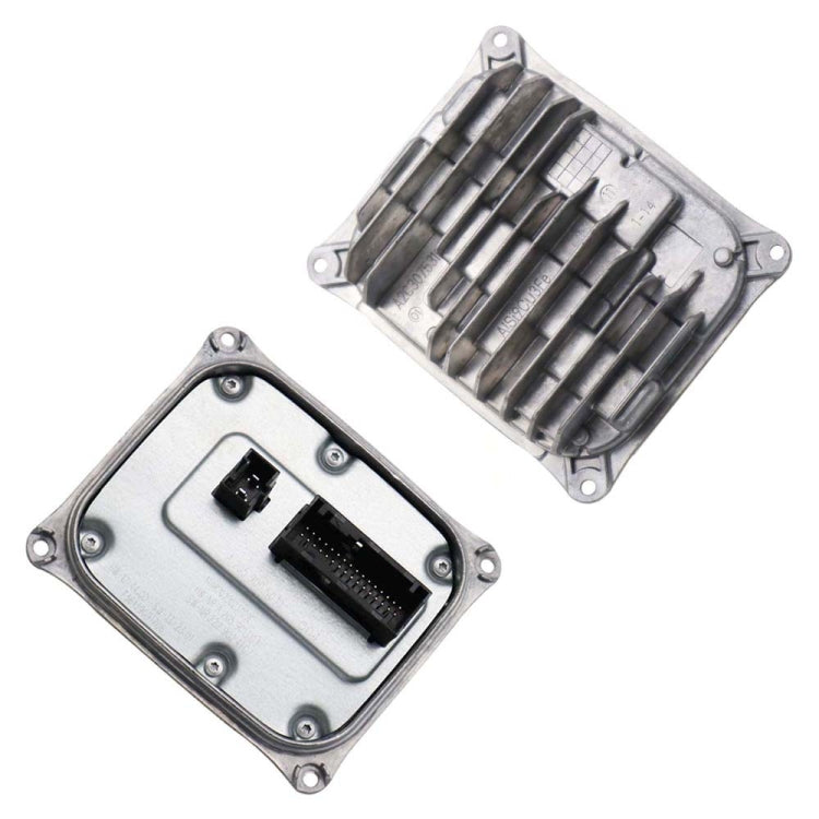 LED headlight ballast control module set with vented metal casing and connectors
