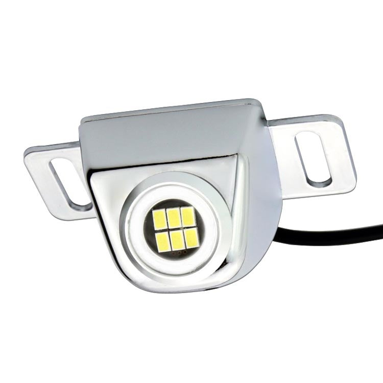 Silver LED reversing license plate auxiliary light with square mounting bracket and LED module