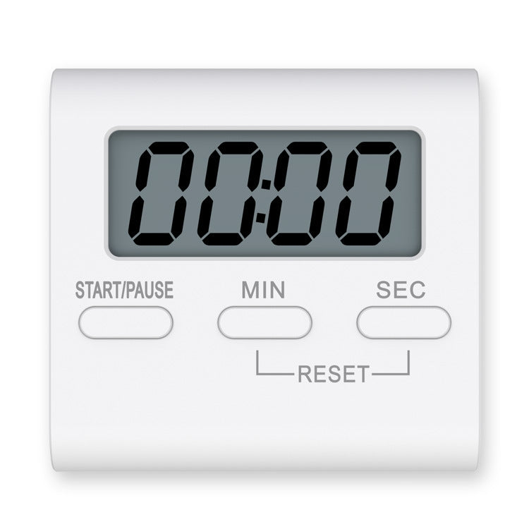 White digital countdown timer with large LED digits and start/pause, min, sec controls
