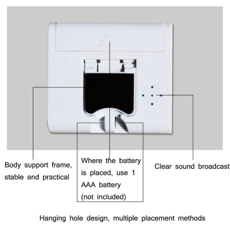Hanging digital timer with battery compartment, wall-mount hole, and LED countdown display