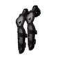Motorcycle knee pads pair, black hinged protective shells with side straps