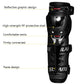 Motorcycle knee pad with reflective design, black protective shell and comfort straps
