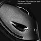 Motorcycle knee pad shell close-up, textured black impact-resistant surface